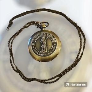 5/$25 VTG STRADA National Guard Brasstone Pocket Watch